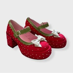 Dolls Kill x Strawberry Shortcake Freshly Ripe Platform Mary Janes